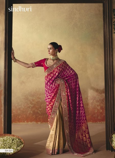 Suhag By Kimora Pure Khadi Georgette Fabric Designer Bandhej Saree